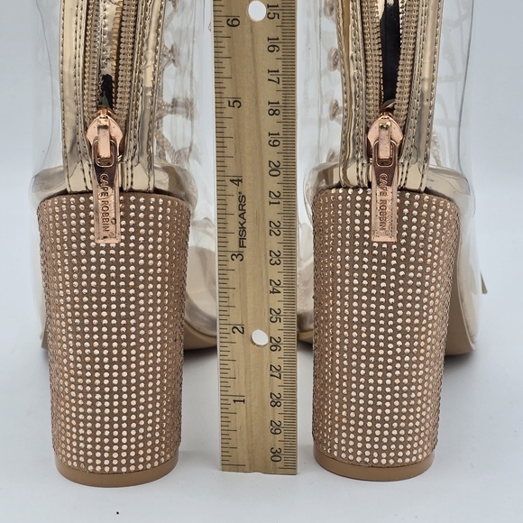 NWOT Cape Robbin Lookey Rose Gold Clear See-through Transparent Heeled Booties - Picture 7 of 16